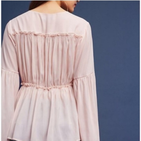 Ro & DE blush pink button front bell sleeve top - Picture 4 of 10